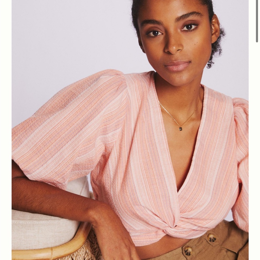 Anthropologie Dolan Peach Boho Striped Small Top